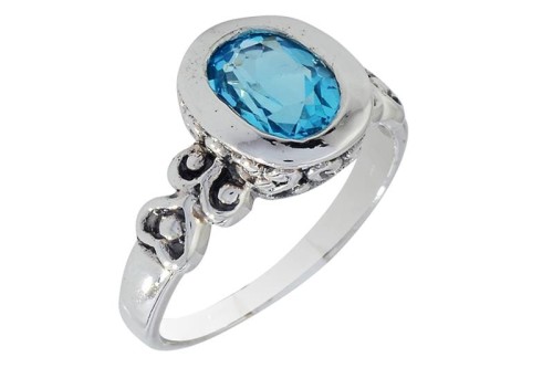 Pierścionek srebrny topaz niebieski P227