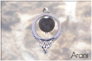 Z196 zawieszka, onyx czarny SREBRO 925