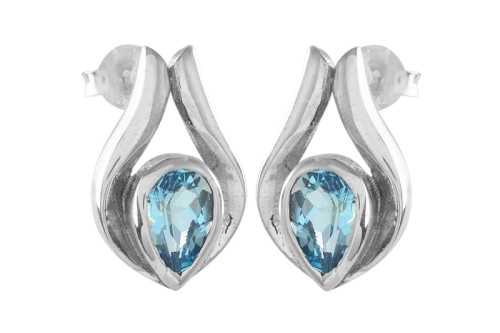 Kolczyki srebrne topaz niebieski K308
