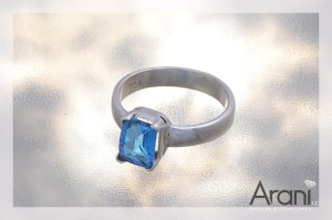 P124 pierścionek, topaz niebieski  SREBRO 925
