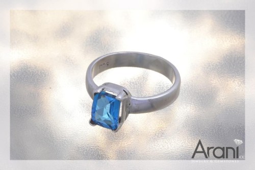 P124 pierścionek, topaz niebieski  SREBRO 925