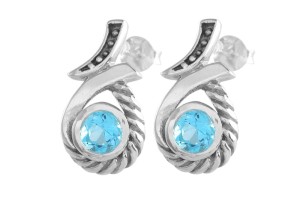 Kolczyki srebrne topaz niebieski K299