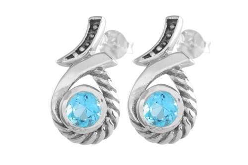 Kolczyki srebrne topaz niebieski K299