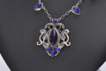 N16 naszyjnik ametyst+lapis+chalcedon SREBRO925