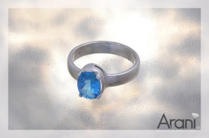 P125 pierścionek, topaz niebieski  SREBRO 925