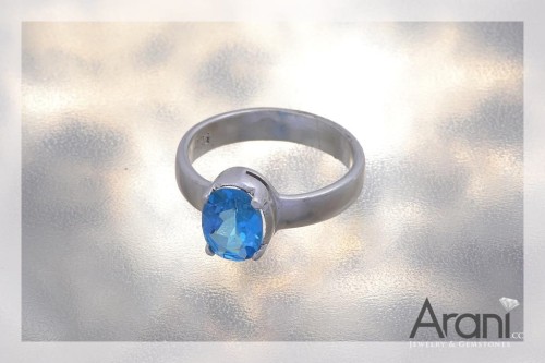 P125 pierścionek, topaz niebieski  SREBRO 925