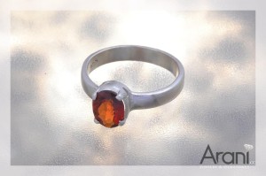 P126 pierścionek, granat hessonit SREBRO 925